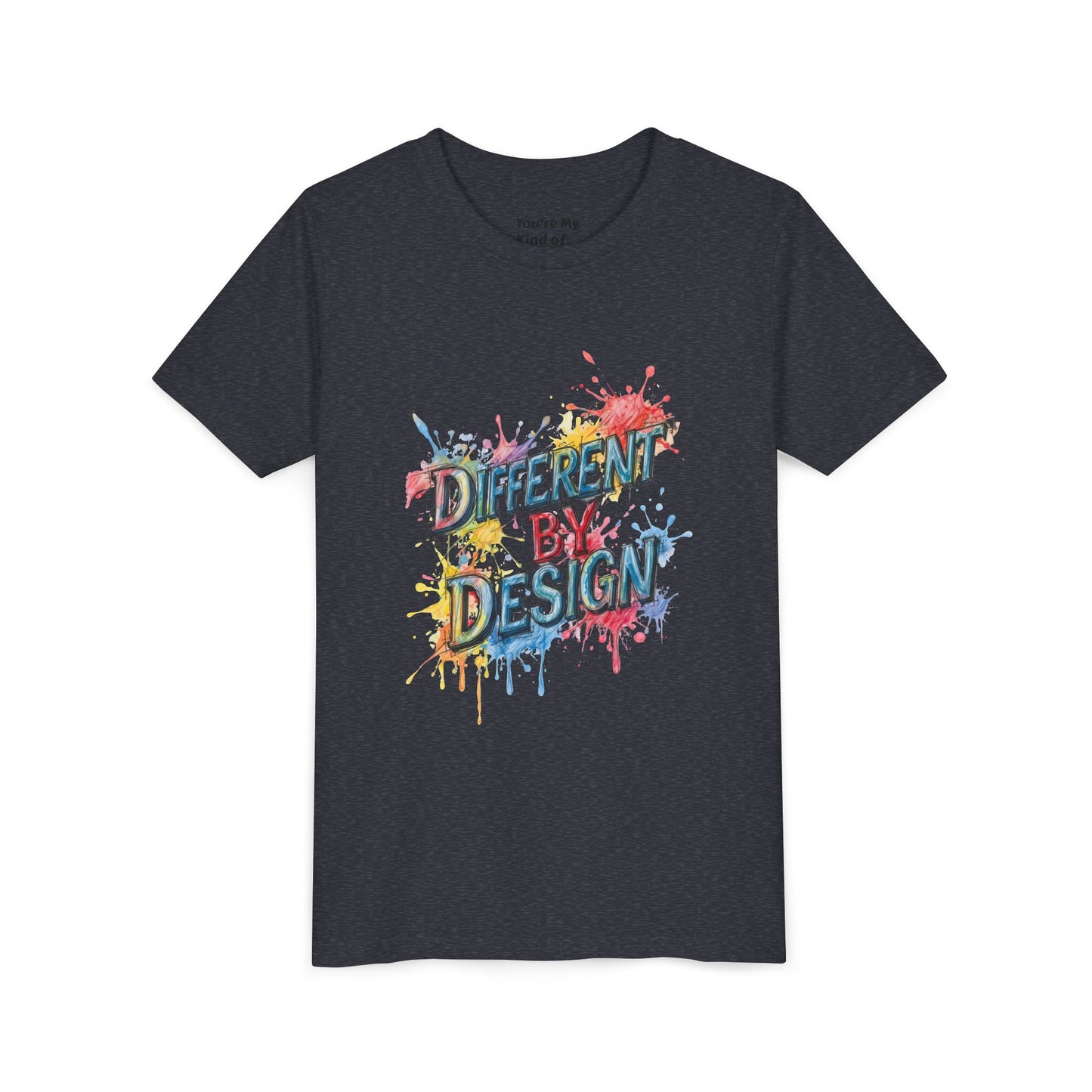 Different by Design Youth Tee - Colorful Graphic Shirt for Kids, Unique Style, Birthday Gift, Fun School Wear, Creative Expression