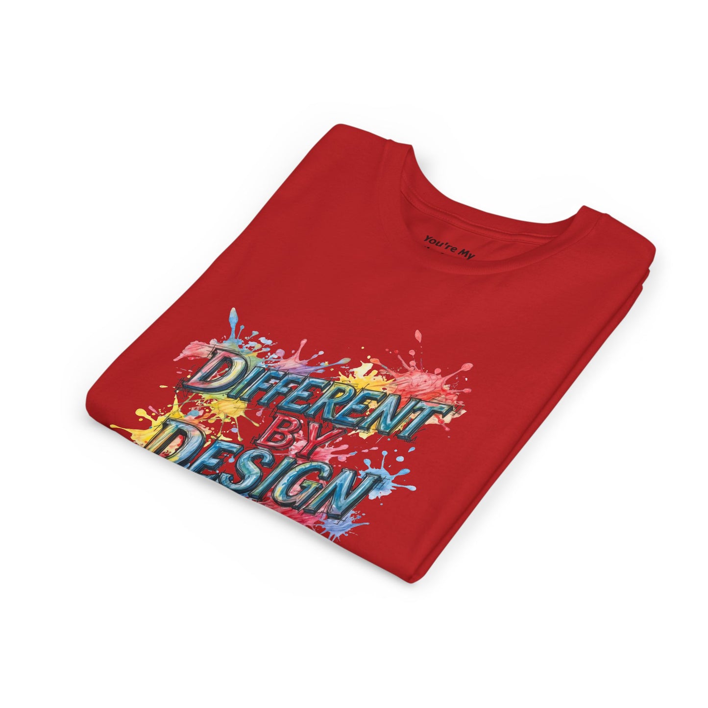 Different by Design Youth Tee - Colorful Graphic Shirt for Kids, Unique Style, Birthday Gift, Fun School Wear, Creative Expression