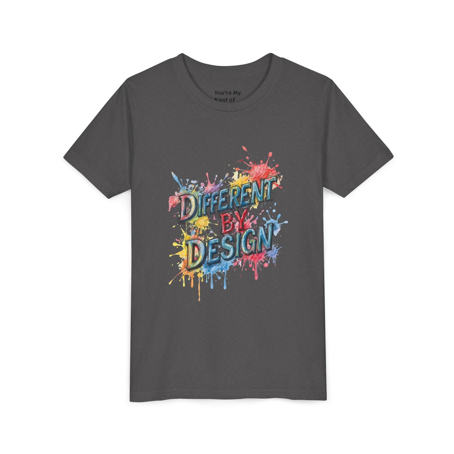 Different by Design Youth Tee - Colorful Graphic Shirt for Kids, Unique Style, Birthday Gift, Fun School Wear, Creative Expression