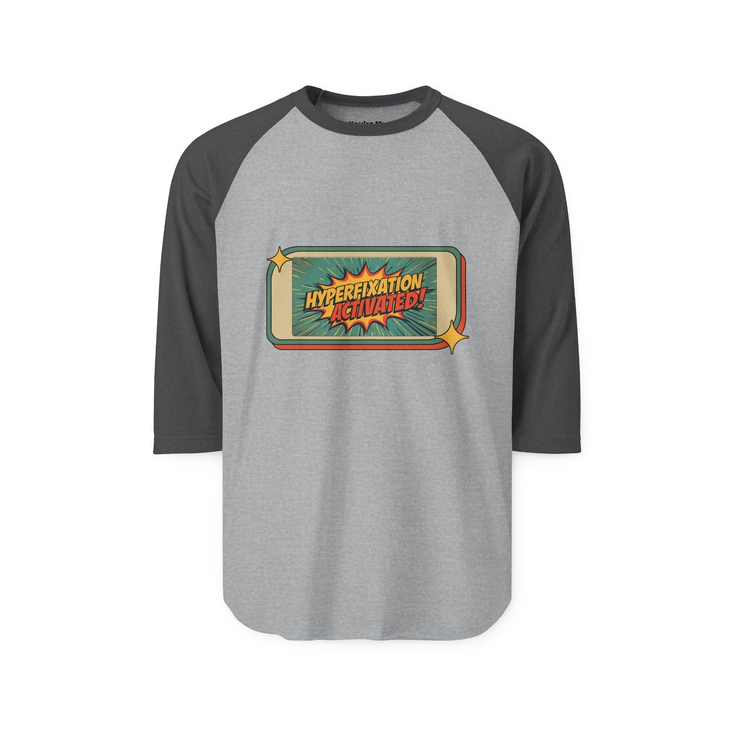 Unisex Three-Quarter Sleeve Raglan Shirt - Hyperfixation Elevated, Funny Gamer Tee, Gift for Nerds, Casual Wear, Birthday Celebration Tee