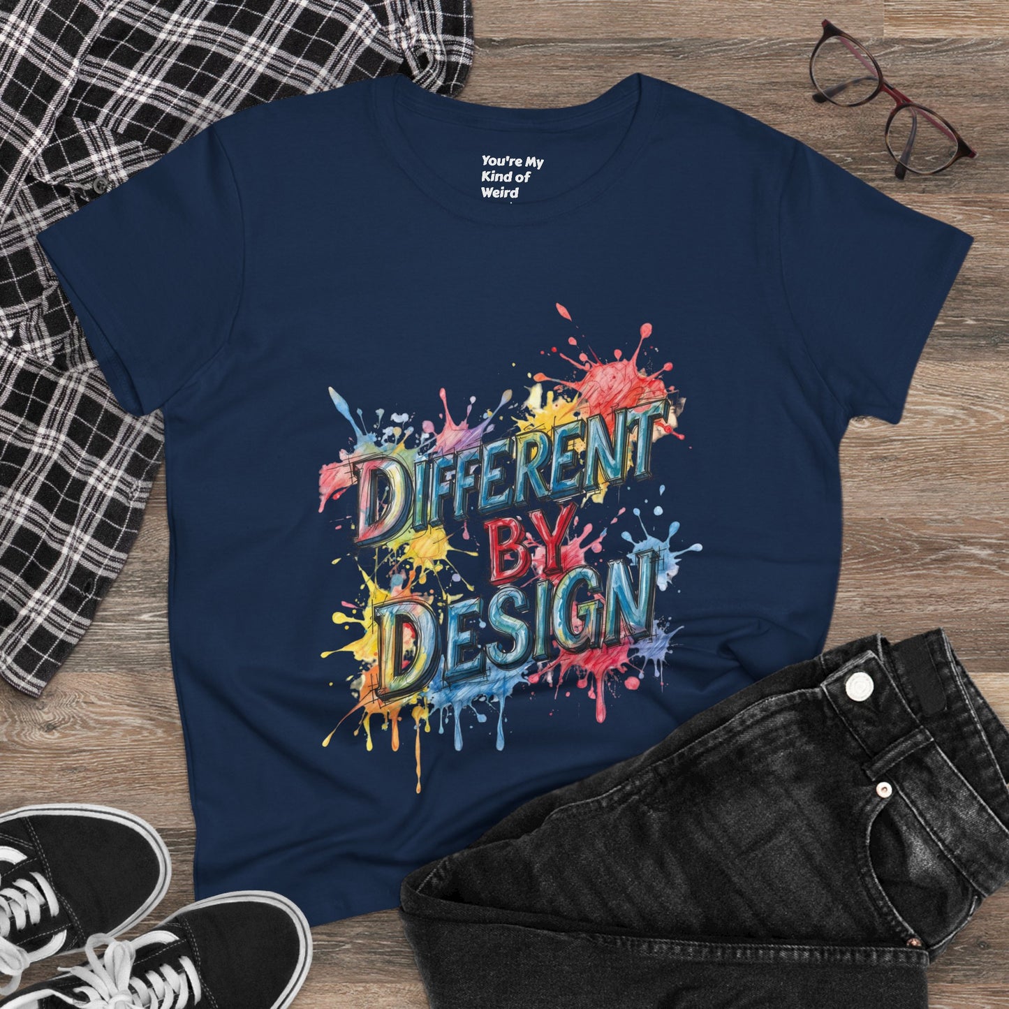 Differently Designed Women's Cotton Tee, Casual T-Shirt for Creative Souls, Statement Tee, Gift for Art Lovers, Unique Style Top
