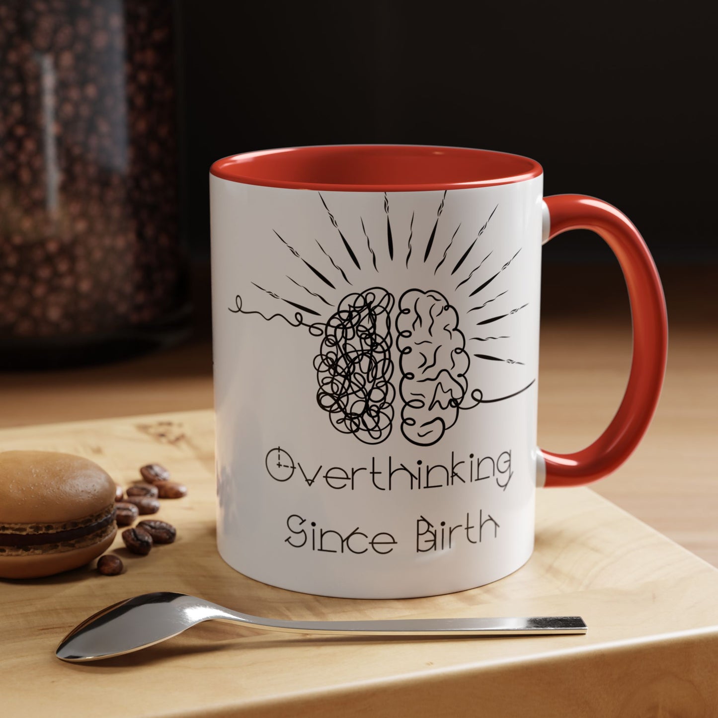 Overthinking Since Birth Coffee Mug | Fun Gift for Mental Health Awareness, Coffee Lover, Birthday Celebration, Quirky Humor, Self-Care