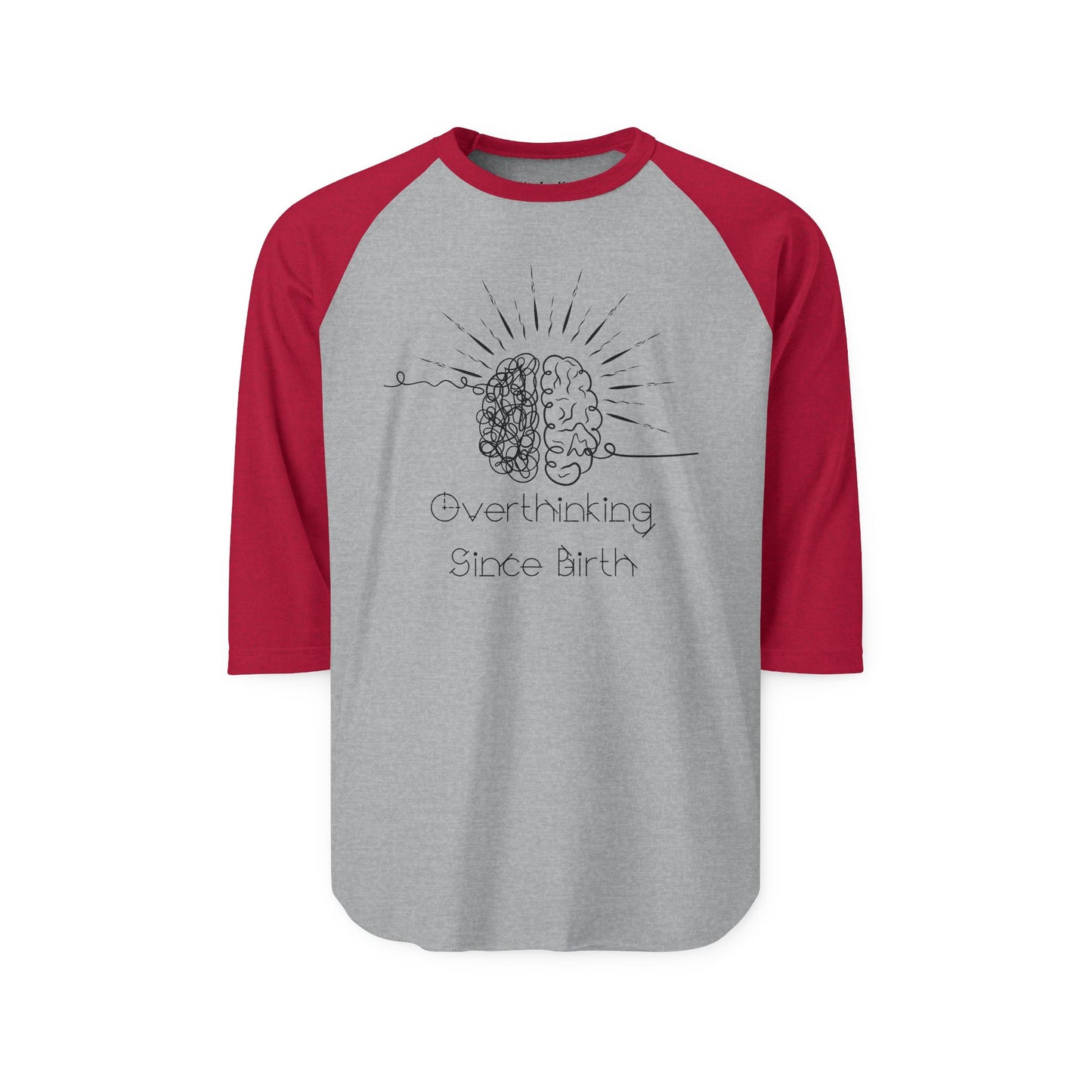 Unisex Overthinking Raglan Shirt, Trendy Casual Tee, Brain Art Shirt, Gift for Friends, Unique Birthday Present, Relaxed Style