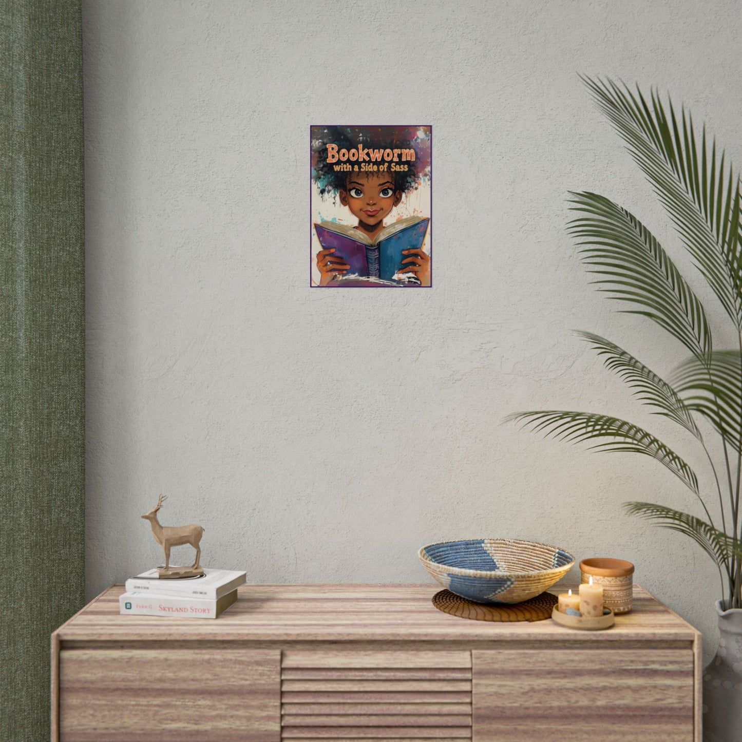 Bookworm with a Side of Sass Poster, Literary Decor, Book Lover Gift, Quirky Wall Art, Reader's Inspiration, Fun Home Decor