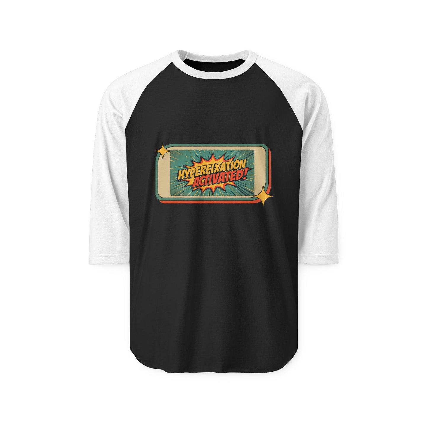 Unisex Three-Quarter Sleeve Raglan Shirt - Hyperfixation Elevated, Funny Gamer Tee, Gift for Nerds, Casual Wear, Birthday Celebration Tee