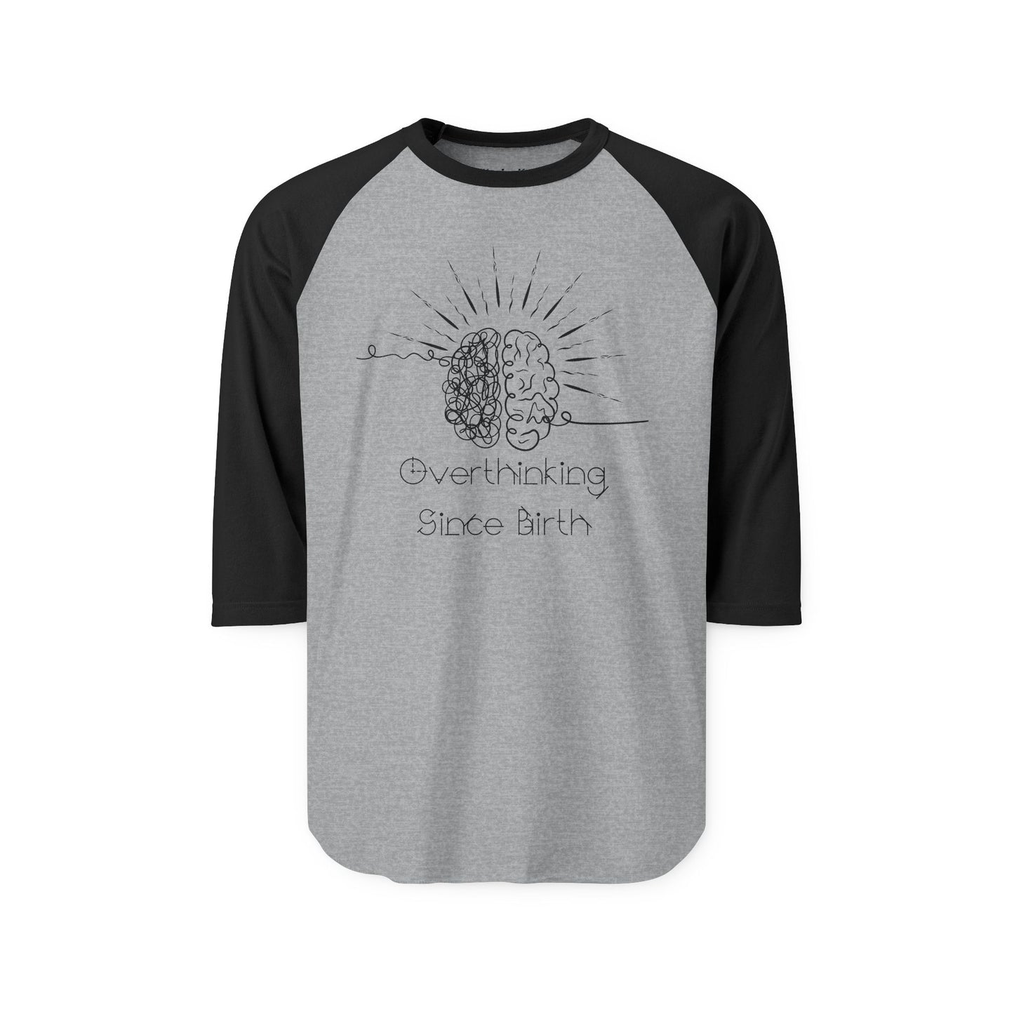 Unisex Overthinking Raglan Shirt, Trendy Casual Tee, Brain Art Shirt, Gift for Friends, Unique Birthday Present, Relaxed Style
