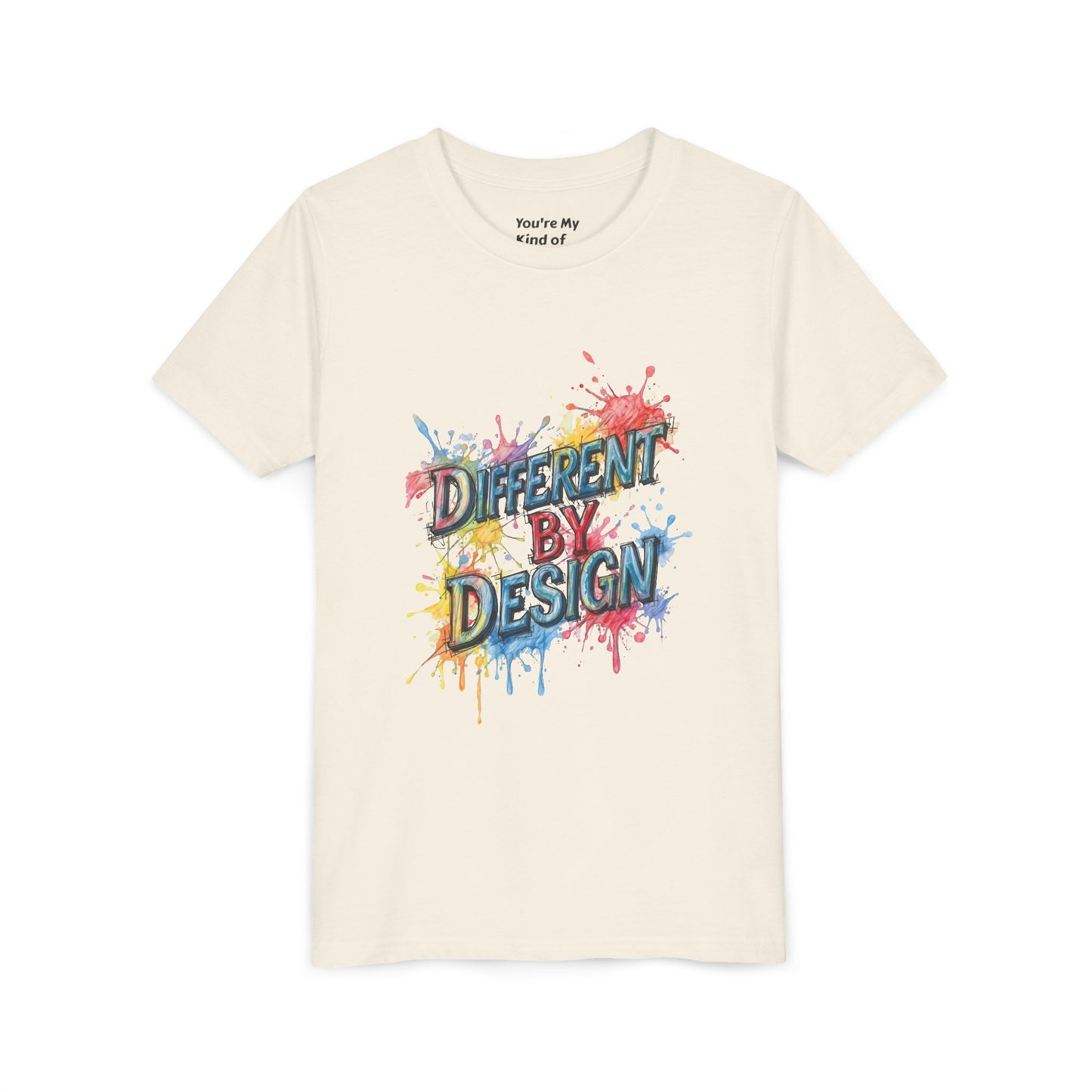 Different by Design Youth Tee - Colorful Graphic Shirt for Kids, Unique Style, Birthday Gift, Fun School Wear, Creative Expression