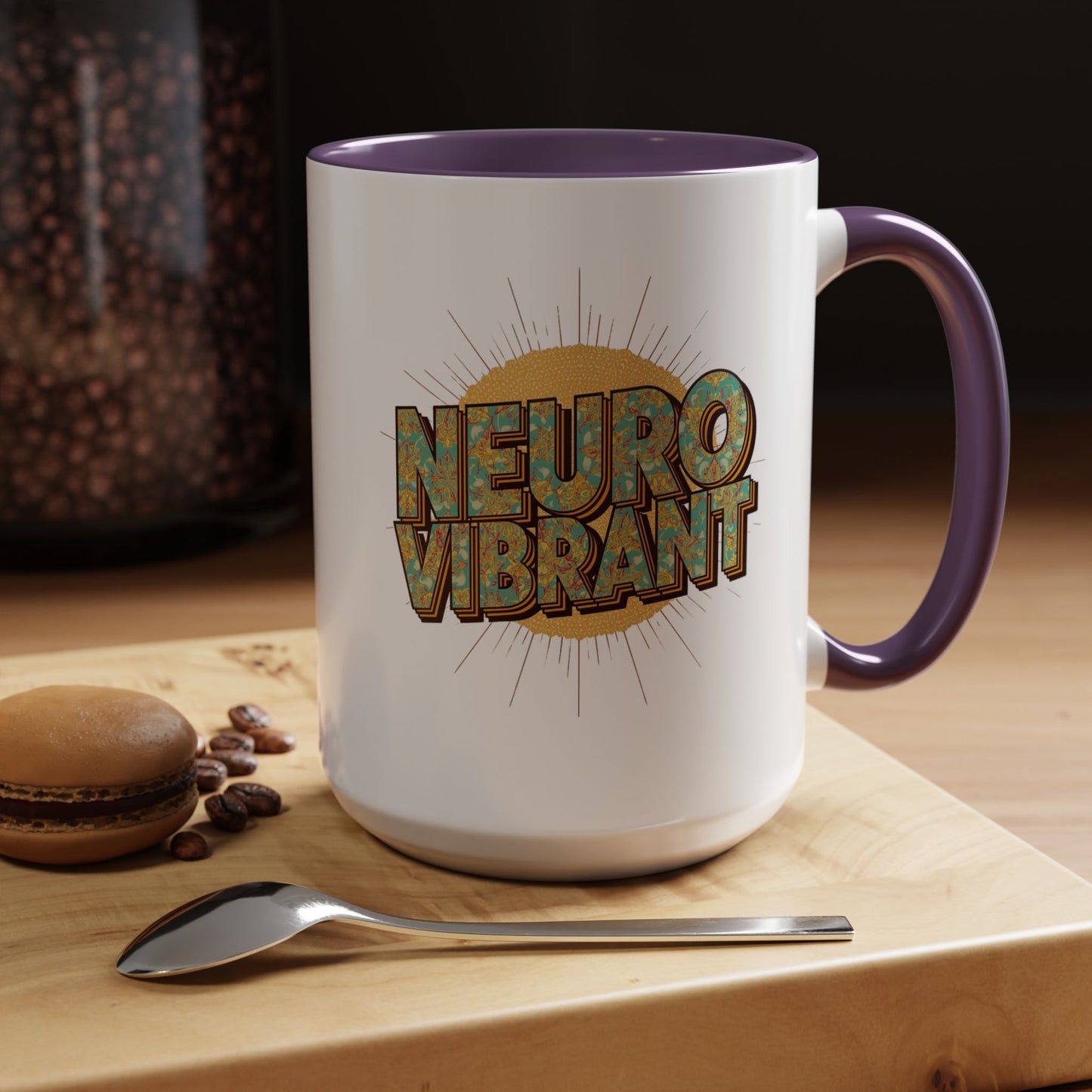 Neuro Vibrant Coffee Mug — Colorful Sunburst Accent Mug (15oz) - You're My Kind of Weird
