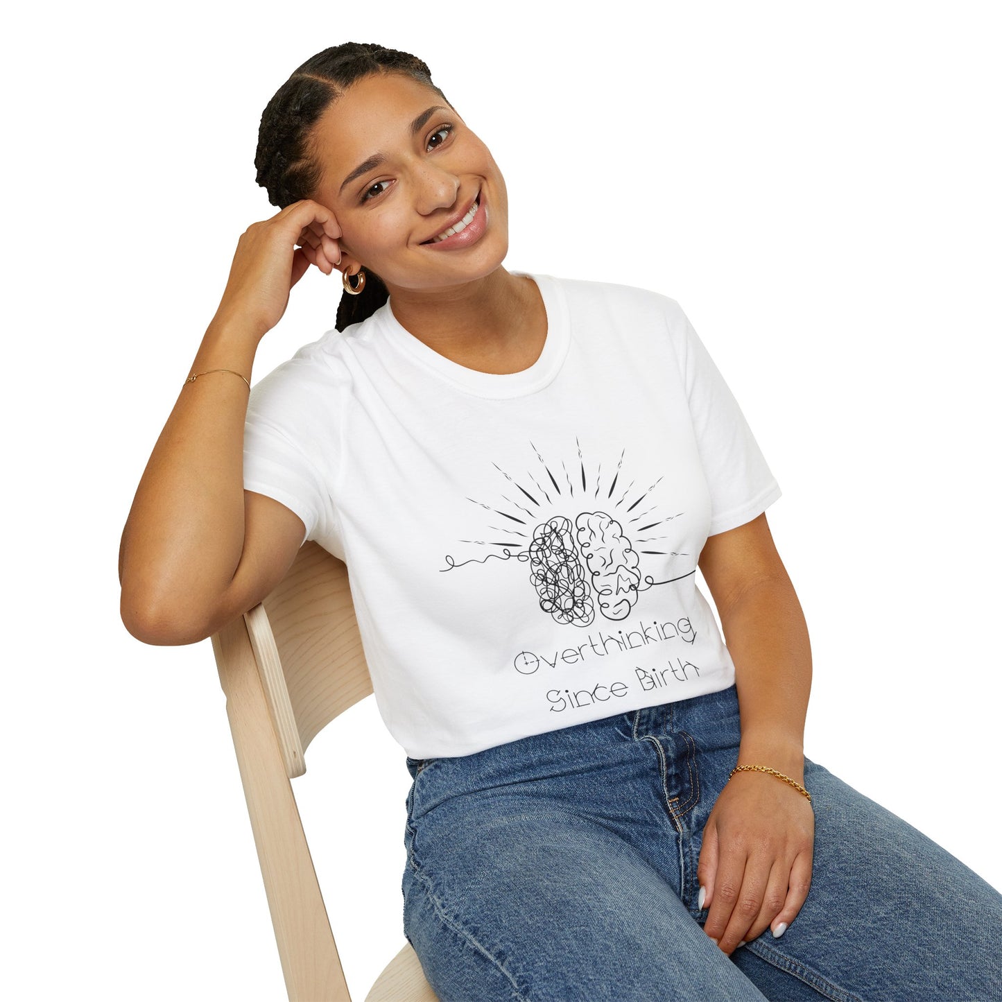 Creative Thinking Unisex T-Shirt, Fun Gift for Overthinkers, Comfortable Casual Wear, Brain Art Tee, Gift for Birthdays or Holidays