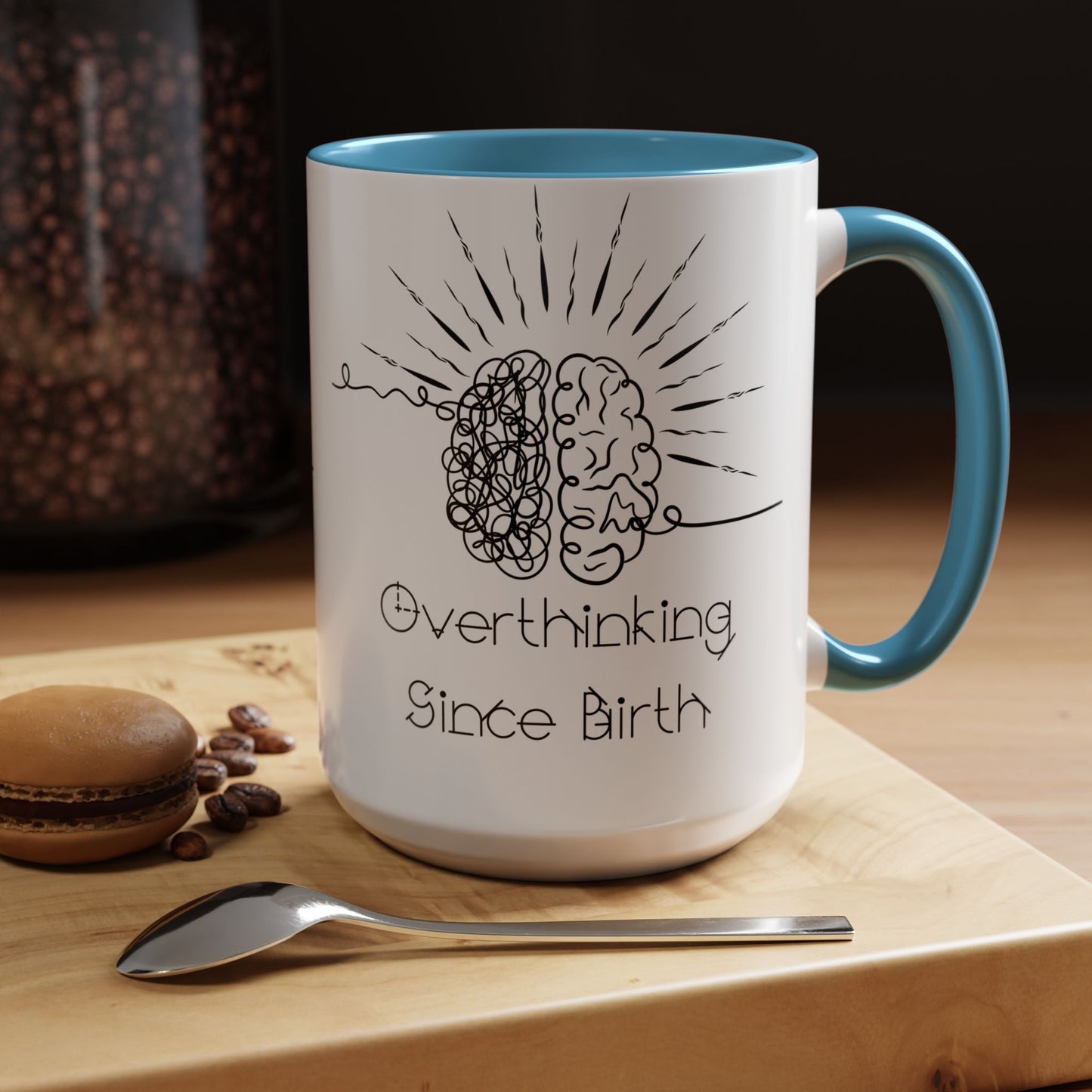 Overthinking Since Birth Coffee Mug | Fun Gift for Mental Health Awareness, Coffee Lover, Birthday Celebration, Quirky Humor, Self-Care