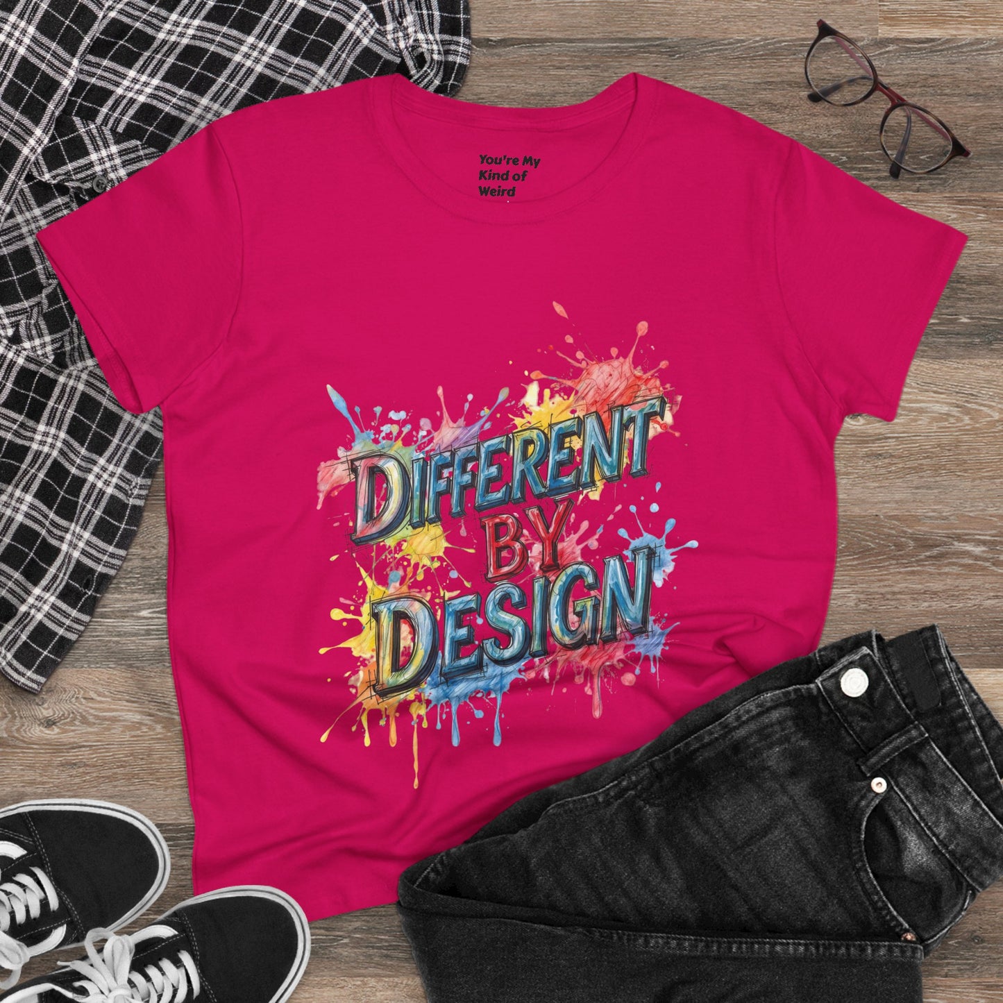 Differently Designed Women's Cotton Tee, Casual T-Shirt for Creative Souls, Statement Tee, Gift for Art Lovers, Unique Style Top