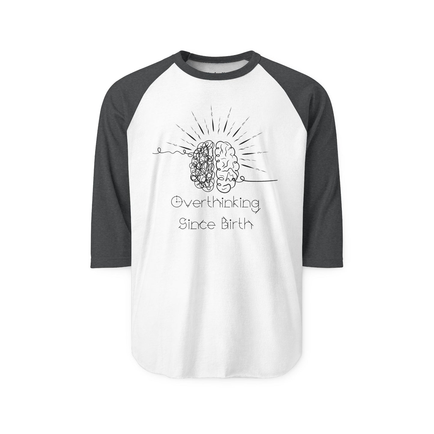 Unisex Overthinking Raglan Shirt, Trendy Casual Tee, Brain Art Shirt, Gift for Friends, Unique Birthday Present, Relaxed Style