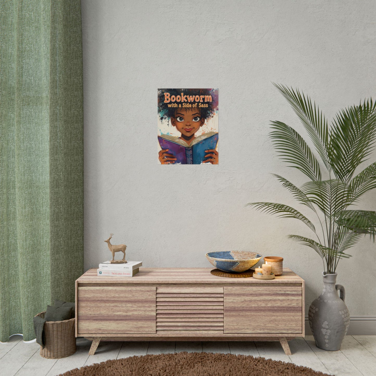 Bookworm with a Side of Sass Poster, Literary Decor, Book Lover Gift, Quirky Wall Art, Reader's Inspiration, Fun Home Decor