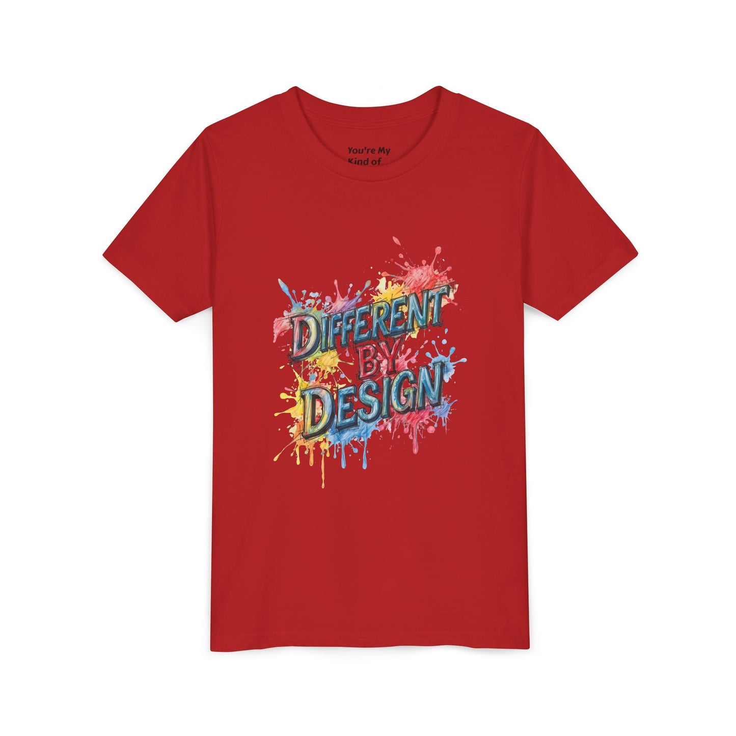 Different by Design Youth Tee - Colorful Graphic Shirt for Kids, Unique Style, Birthday Gift, Fun School Wear, Creative Expression