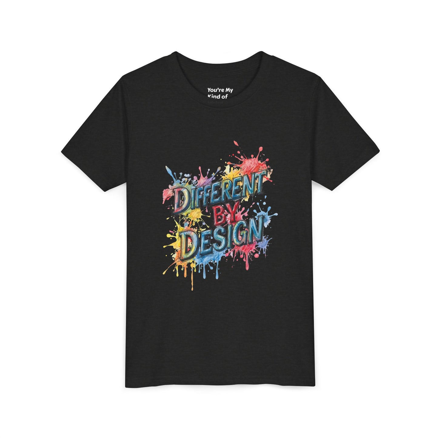 Different by Design Youth Tee - Colorful Graphic Shirt for Kids, Unique Style, Birthday Gift, Fun School Wear, Creative Expression