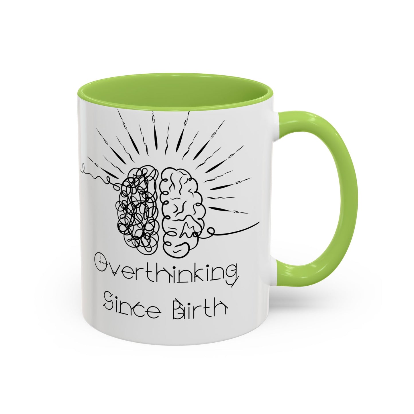 Overthinking Since Birth Coffee Mug | Fun Gift for Mental Health Awareness, Coffee Lover, Birthday Celebration, Quirky Humor, Self-Care