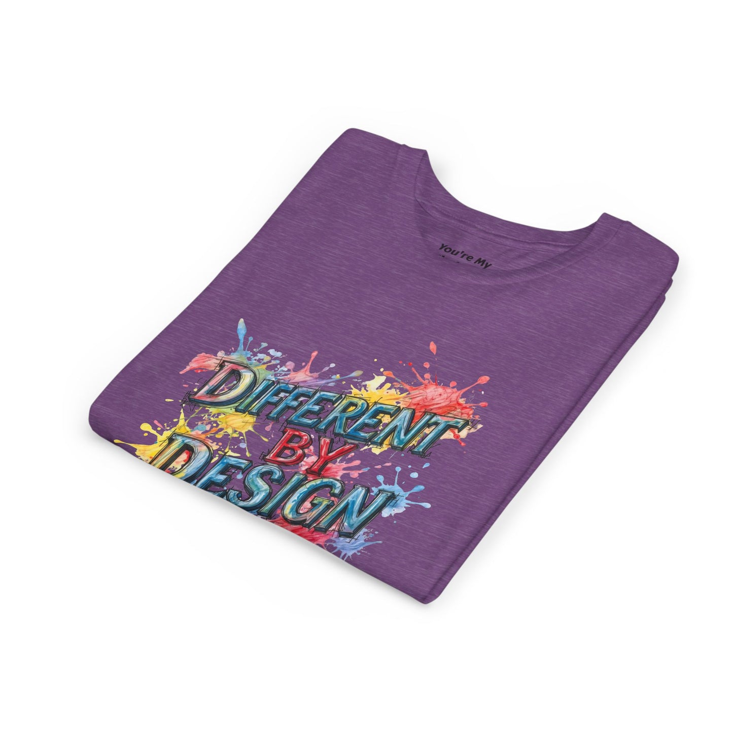 Different by Design Youth Tee - Colorful Graphic Shirt for Kids, Unique Style, Birthday Gift, Fun School Wear, Creative Expression
