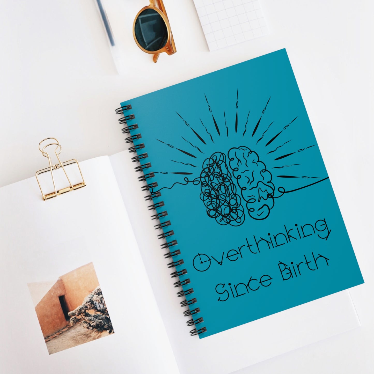 Overthinking Since Birth Blue Spiral Notebook - Creative Journal - You're My Kind of Weird Paper products