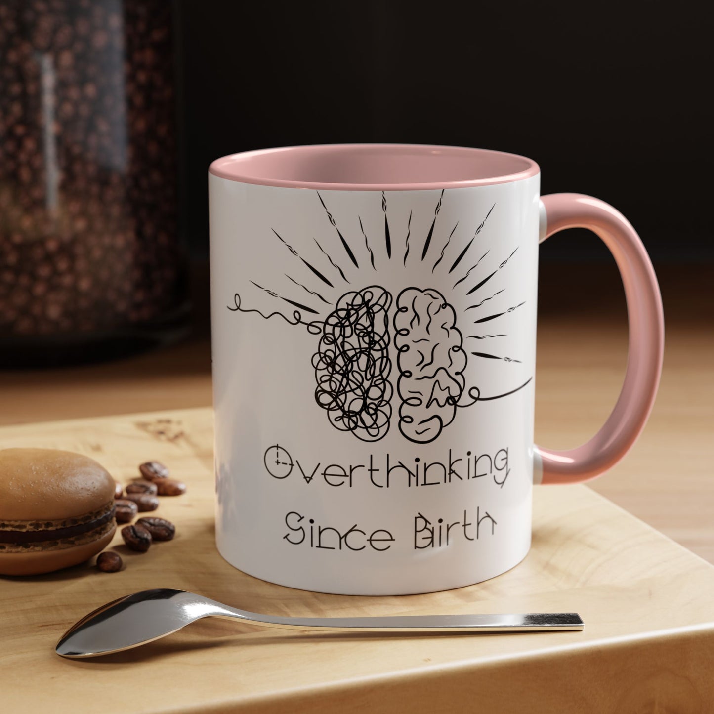 Overthinking Since Birth Coffee Mug | Fun Gift for Mental Health Awareness, Coffee Lover, Birthday Celebration, Quirky Humor, Self-Care