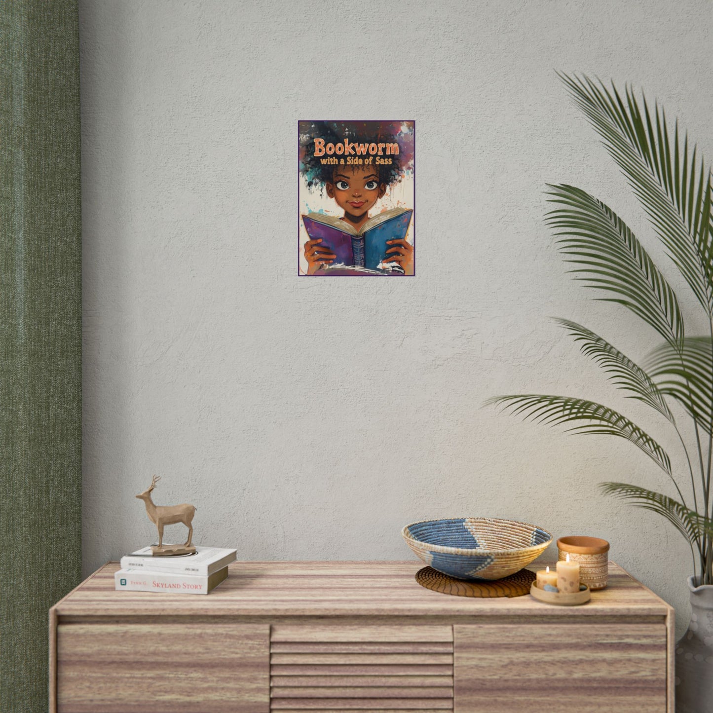Bookworm with a Side of Sass Poster, Literary Decor, Book Lover Gift, Quirky Wall Art, Reader's Inspiration, Fun Home Decor