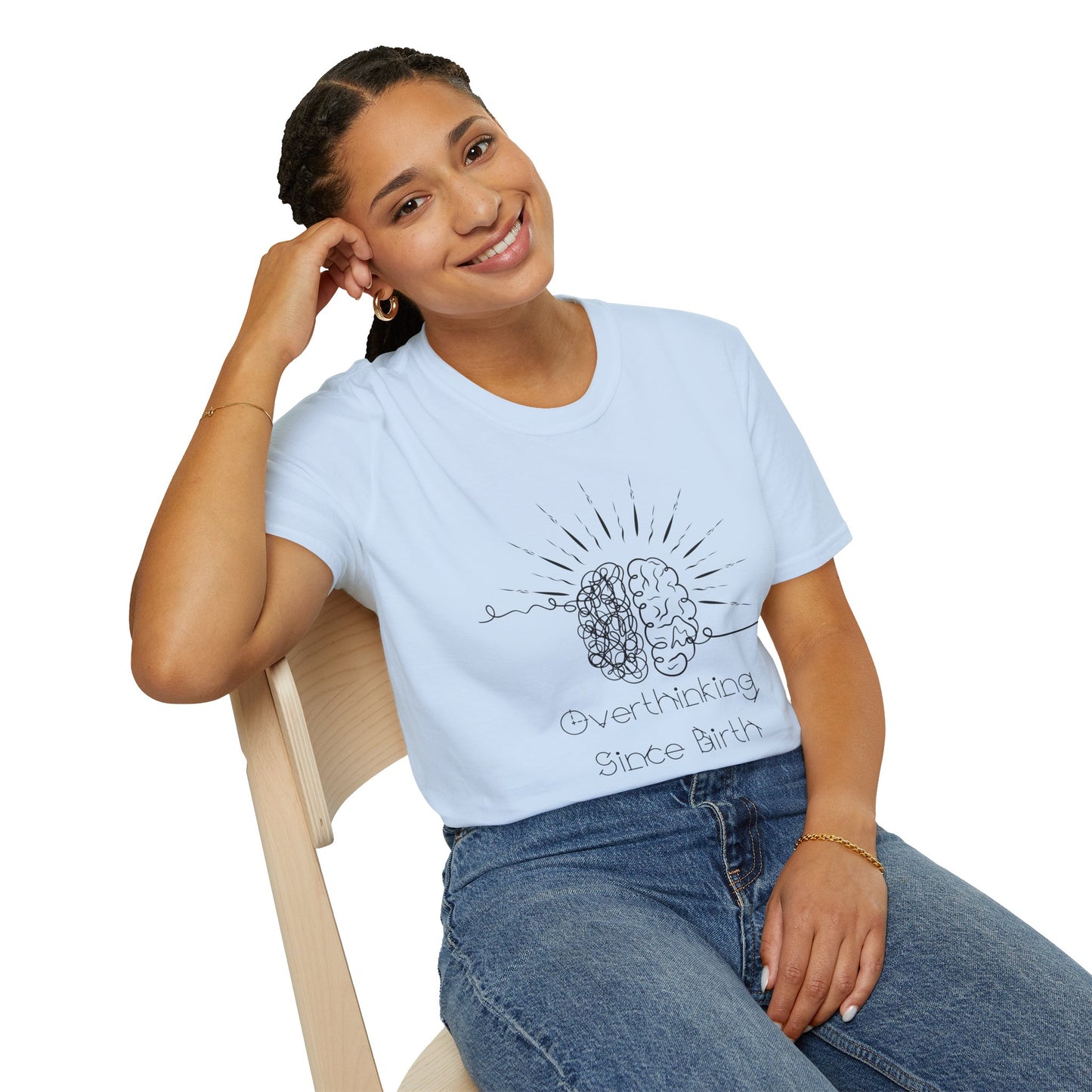 Creative Thinking Unisex T-Shirt, Fun Gift for Overthinkers, Comfortable Casual Wear, Brain Art Tee, Gift for Birthdays or Holidays