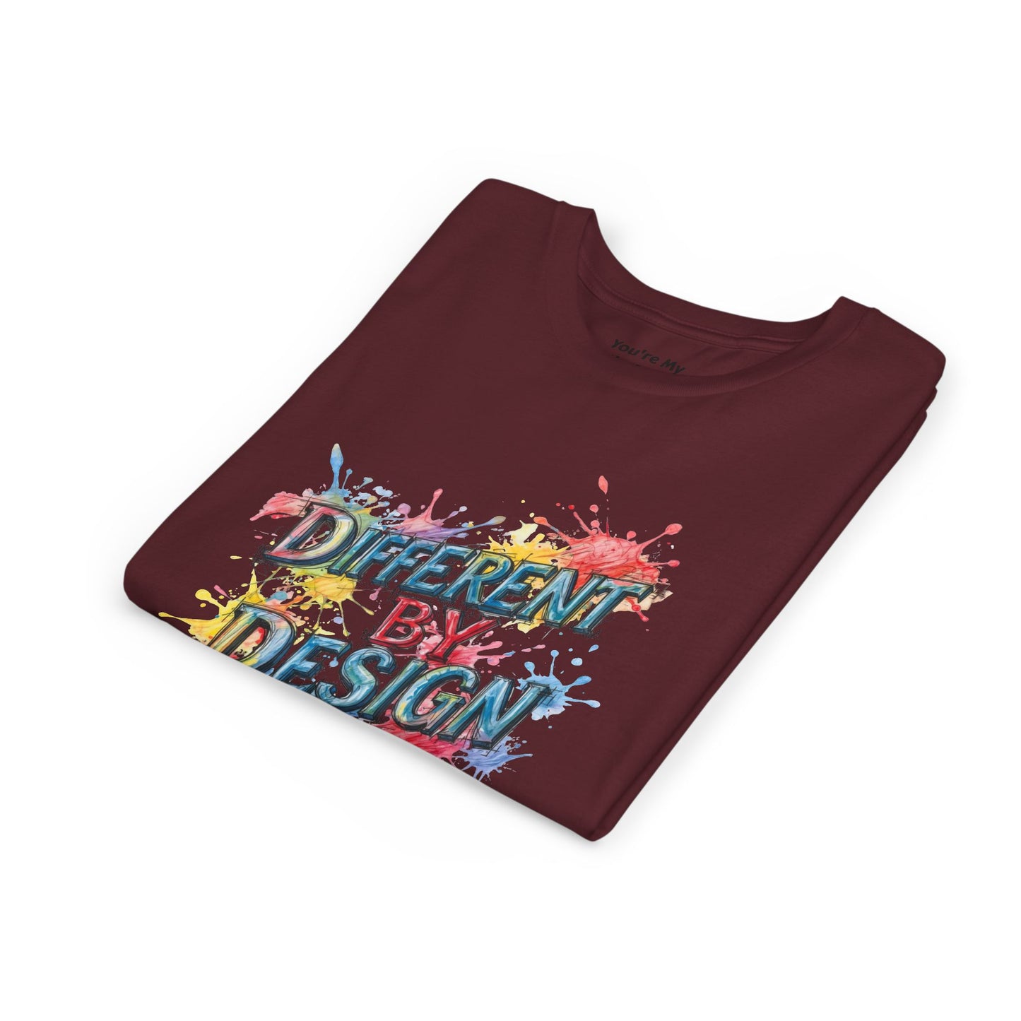 Different by Design Youth Tee - Colorful Graphic Shirt for Kids, Unique Style, Birthday Gift, Fun School Wear, Creative Expression