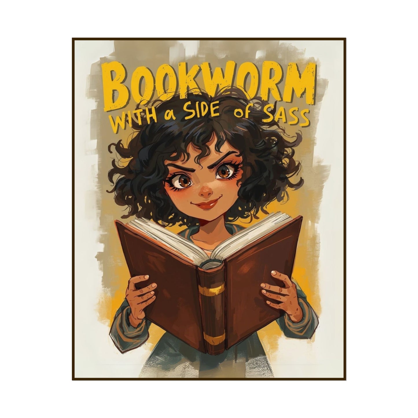 Bookworm with a Side of Sass Poster, Literary Decor, Book Lover Gift, Quirky Wall Art, Reader's Inspiration, Fun Home Decor