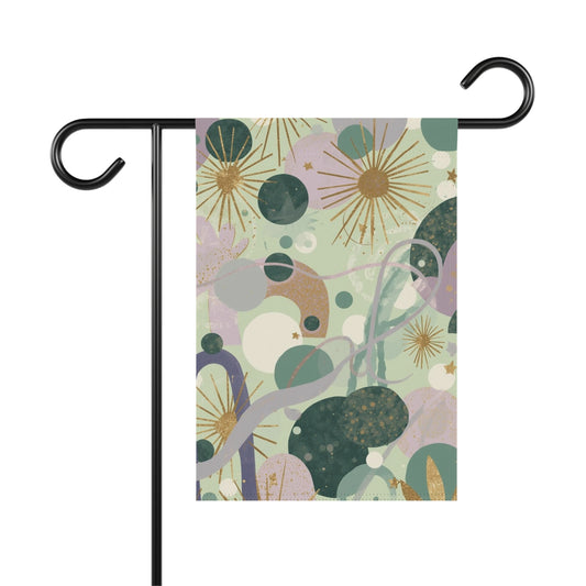Dopamine Abstract Botanical Pattern Garden Flag | Mid Century Floral House Banner - You're My Kind of Weird
