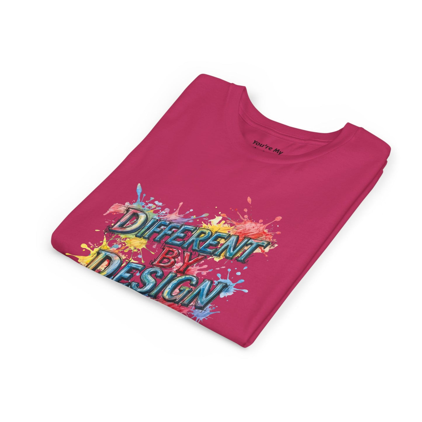 Different by Design Youth Tee - Colorful Graphic Shirt for Kids, Unique Style, Birthday Gift, Fun School Wear, Creative Expression