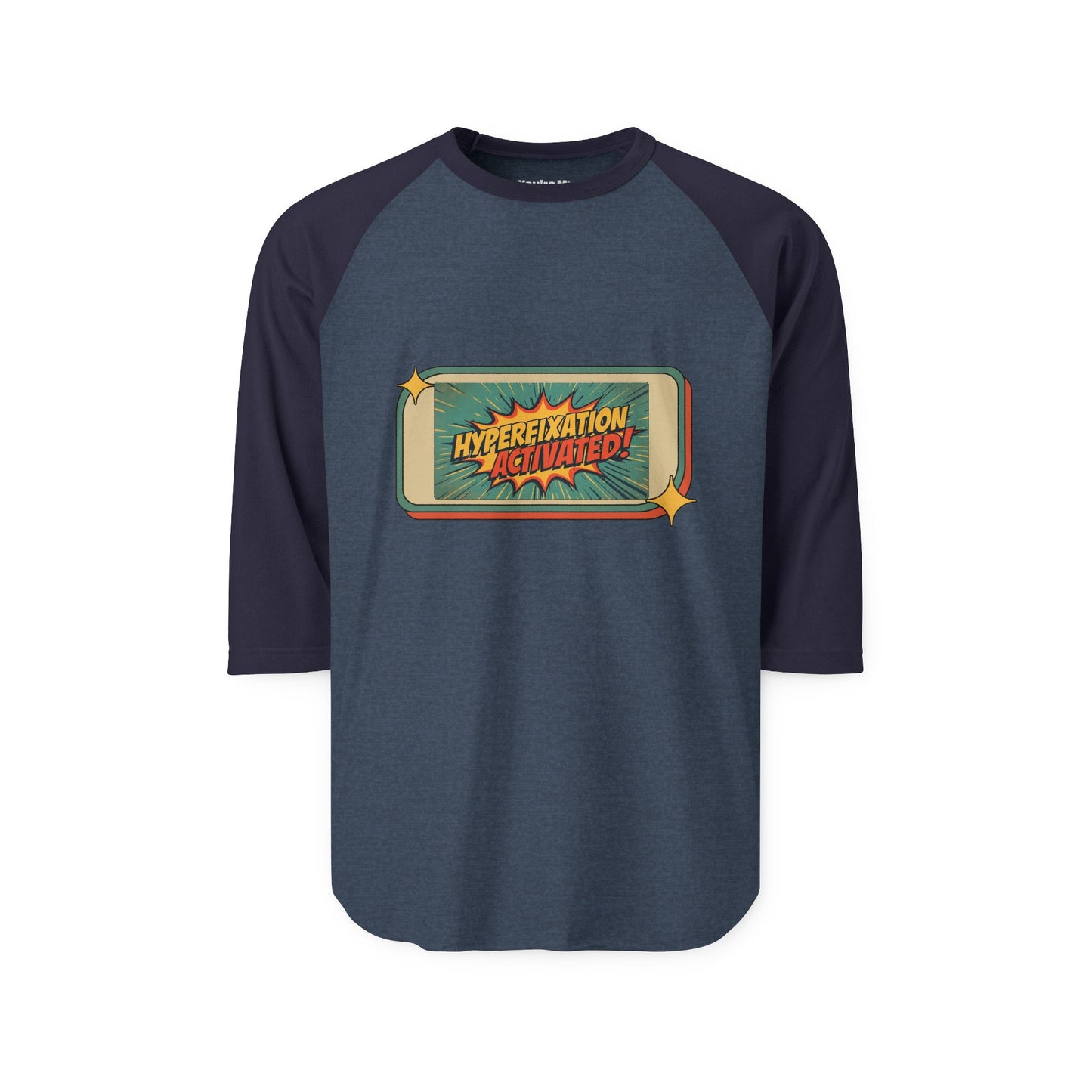 Unisex Three-Quarter Sleeve Raglan Shirt - Hyperfixation Elevated, Funny Gamer Tee, Gift for Nerds, Casual Wear, Birthday Celebration Tee