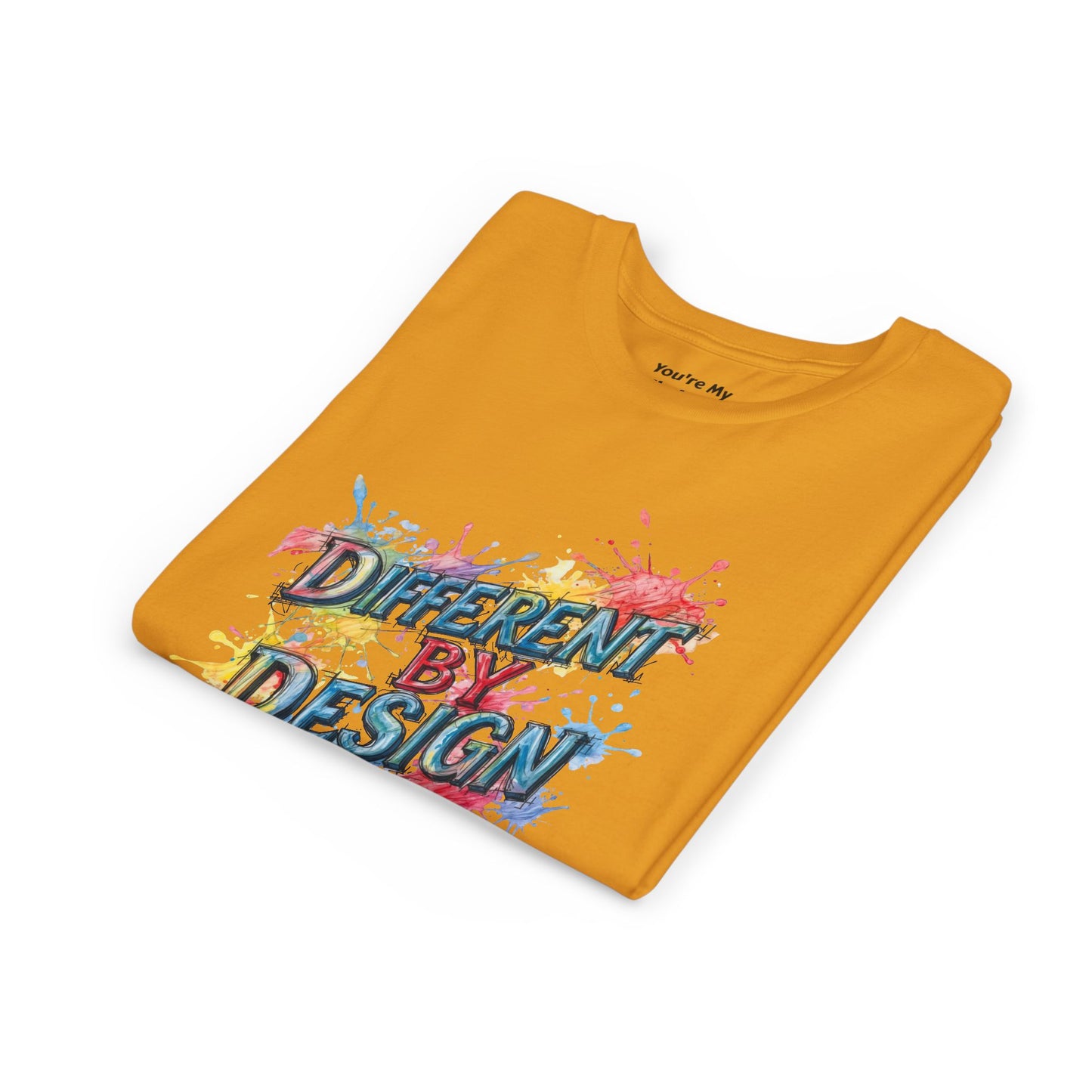 Different by Design Youth Tee - Colorful Graphic Shirt for Kids, Unique Style, Birthday Gift, Fun School Wear, Creative Expression