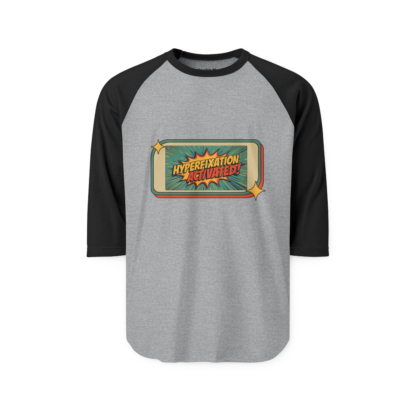 Unisex Three-Quarter Sleeve Raglan Shirt - Hyperfixation Elevated, Funny Gamer Tee, Gift for Nerds, Casual Wear, Birthday Celebration Tee