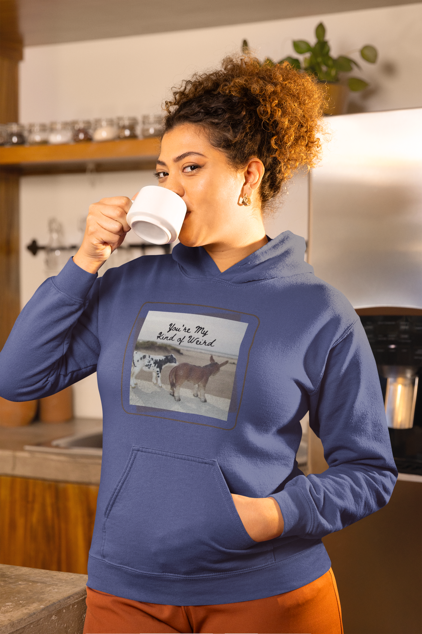 Cozy Fleece Hoodie with Three-Panel Design, Animal Lover Gift, Casual Wear, Graphic Sweatshirt, Winter Apparel