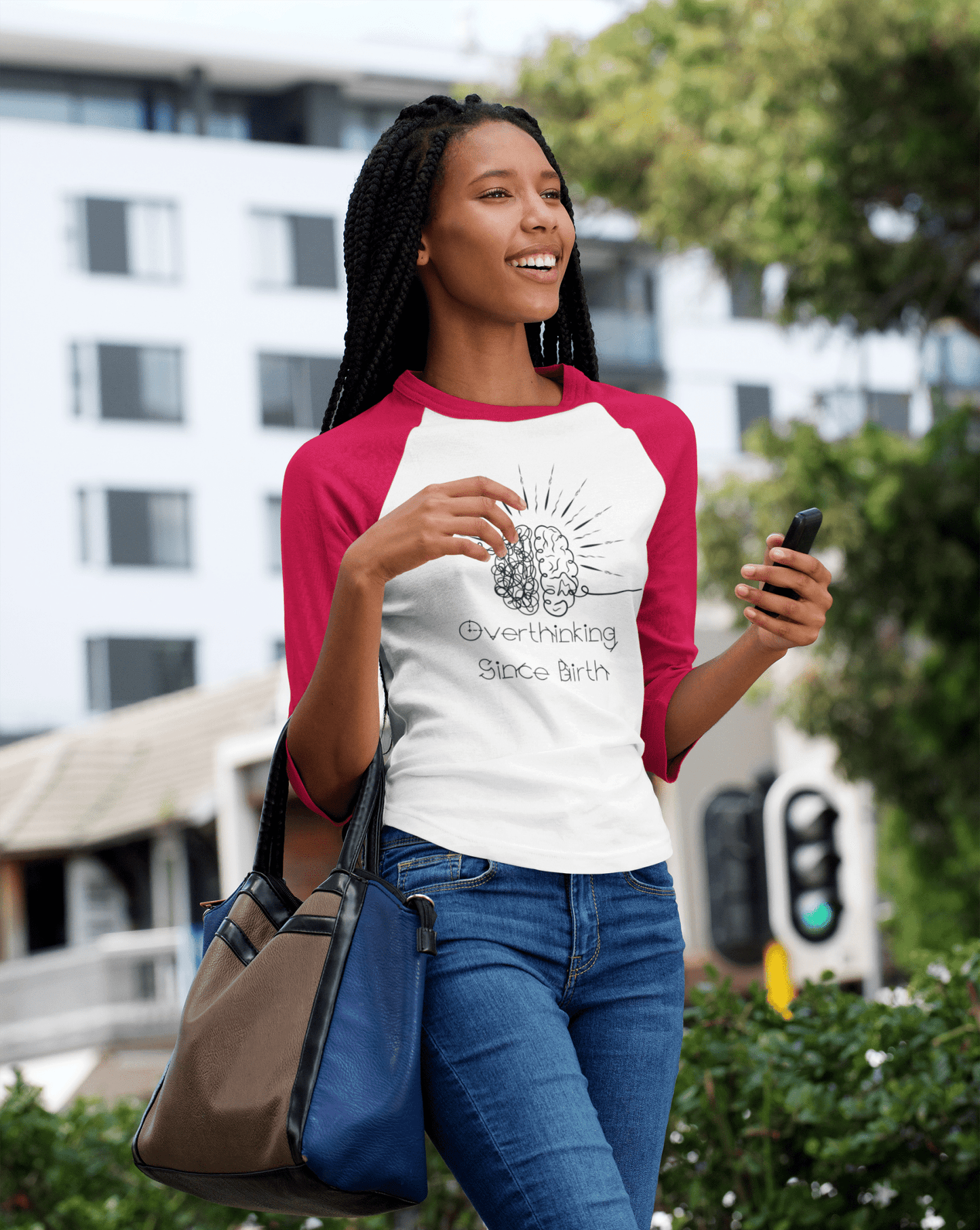 Unisex Overthinking Since Birth Raglan Shirt - You're My Kind of Weird Long-sleeve