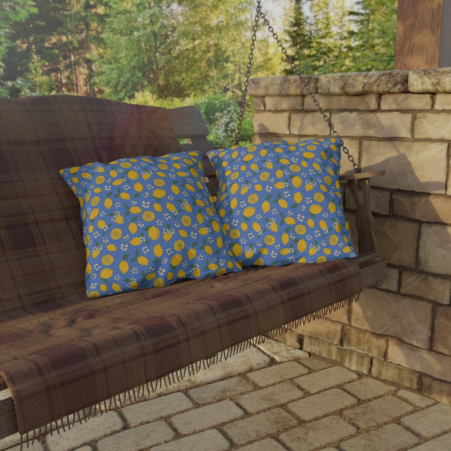 Blue Lemon Outdoor Pillow Cover | Citrus Patio Pillow - You're My Kind of Weird