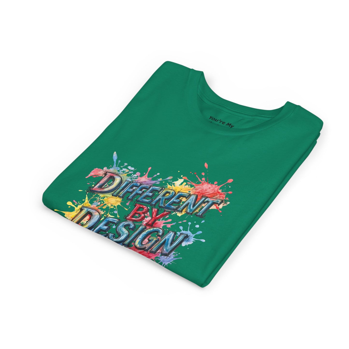 Different by Design Youth Tee - Colorful Graphic Shirt for Kids, Unique Style, Birthday Gift, Fun School Wear, Creative Expression