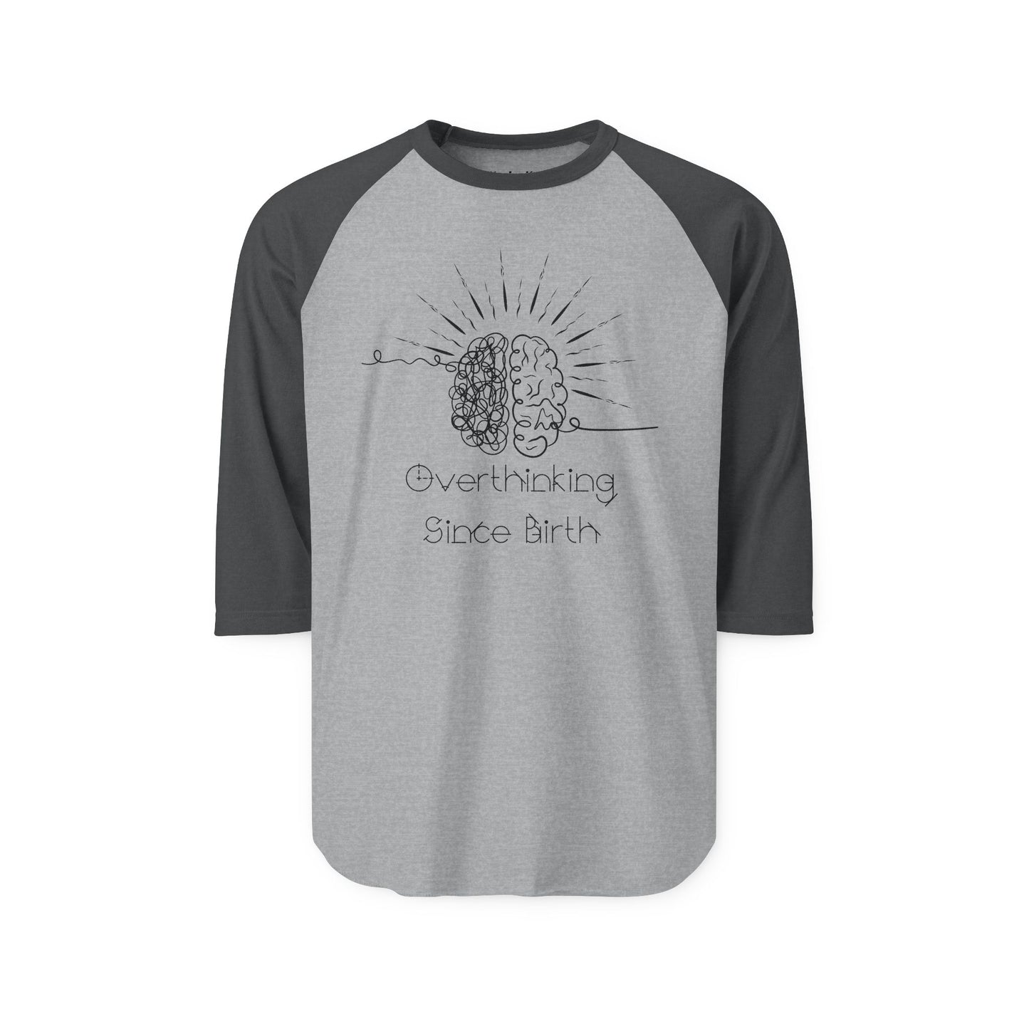 Unisex Overthinking Raglan Shirt, Trendy Casual Tee, Brain Art Shirt, Gift for Friends, Unique Birthday Present, Relaxed Style