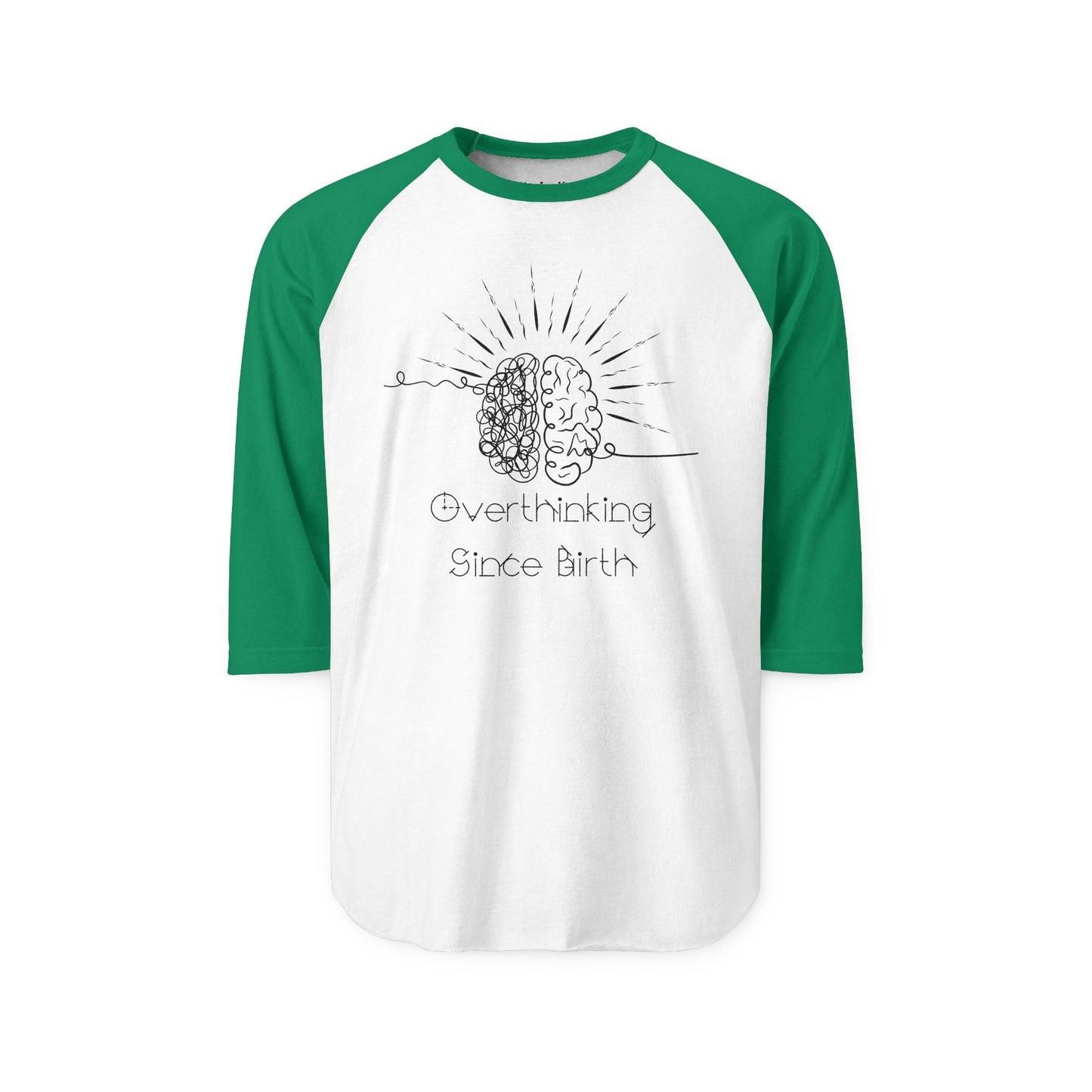 Unisex Overthinking Raglan Shirt, Trendy Casual Tee, Brain Art Shirt, Gift for Friends, Unique Birthday Present, Relaxed Style