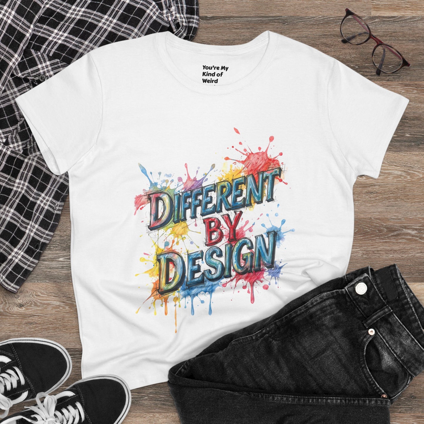 Differently Designed Women's Cotton Tee, Casual T-Shirt for Creative Souls, Statement Tee, Gift for Art Lovers, Unique Style Top