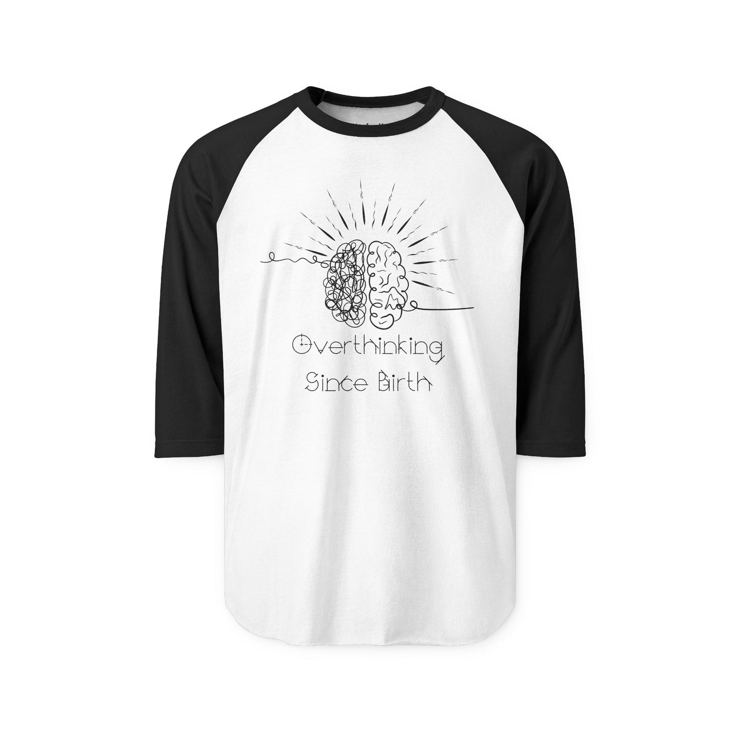 Unisex Overthinking Raglan Shirt, Trendy Casual Tee, Brain Art Shirt, Gift for Friends, Unique Birthday Present, Relaxed Style