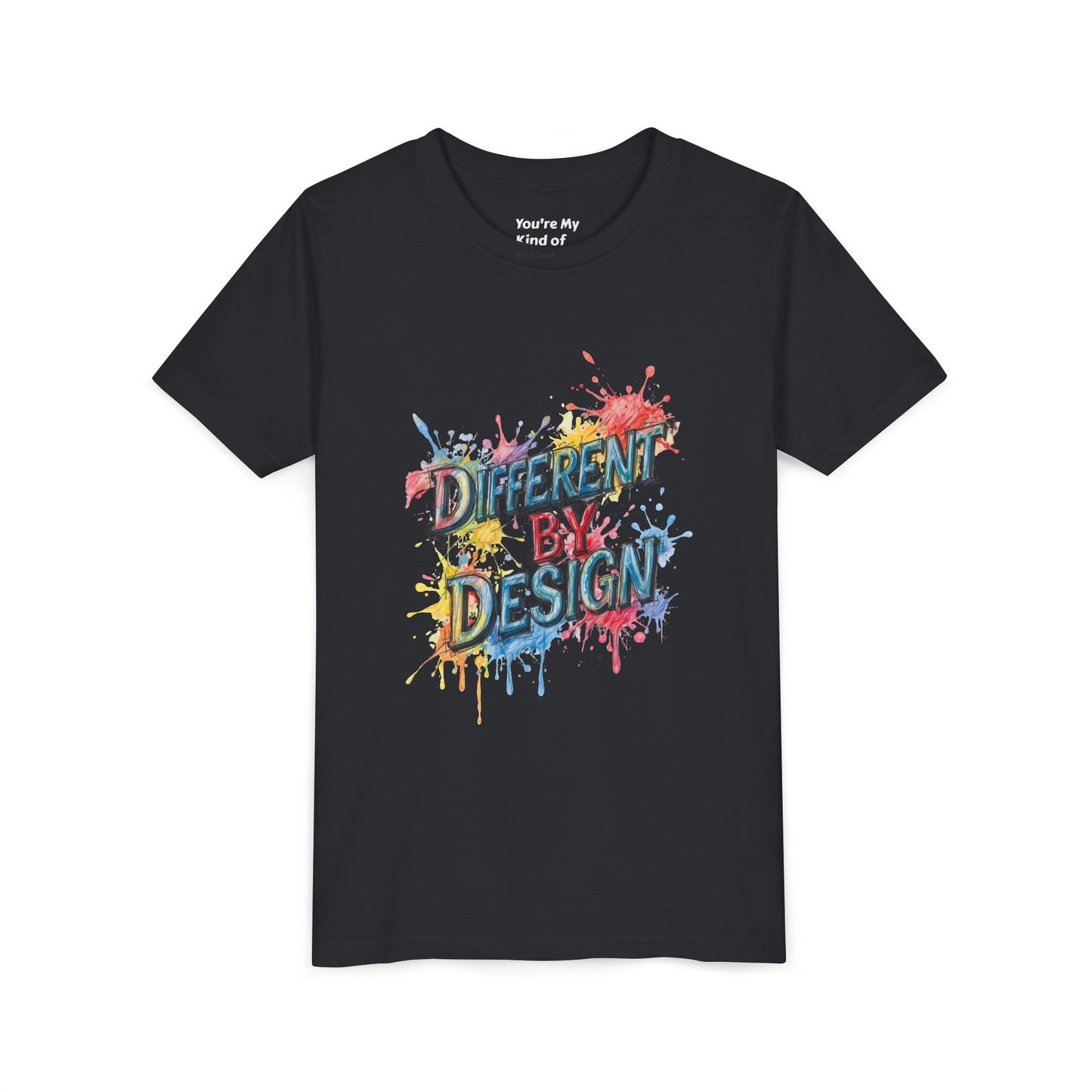 Different by Design Youth Tee - Colorful Graphic Shirt for Kids, Unique Style, Birthday Gift, Fun School Wear, Creative Expression