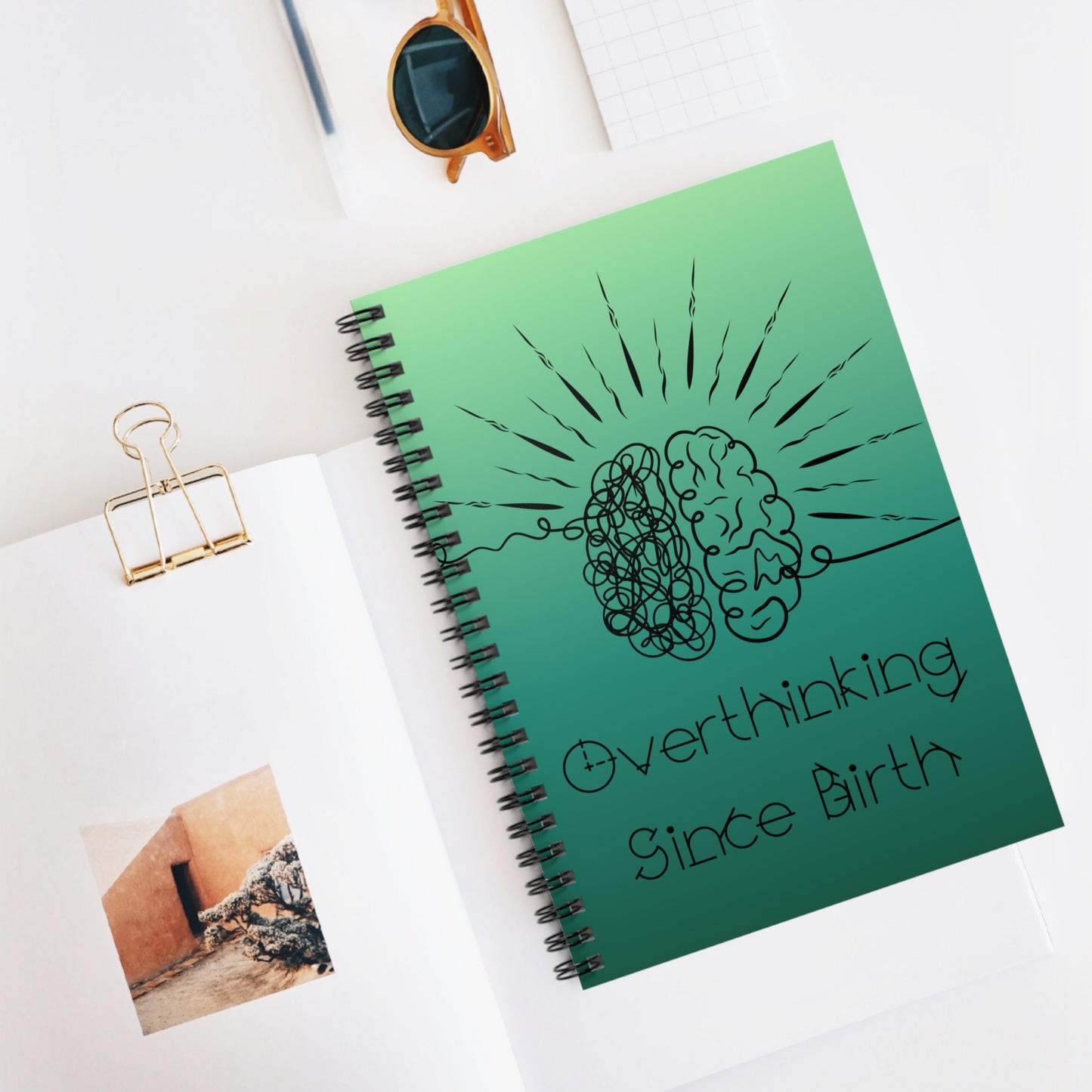 Overthinking Green Spiral Notebook - Creative Journal - You're My Kind of Weird Paper products