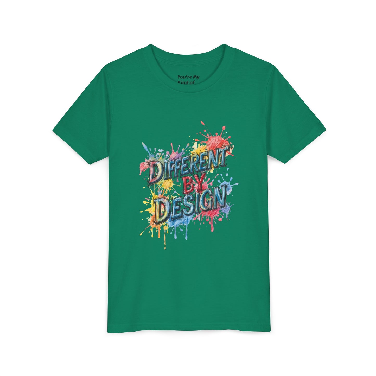 Different by Design Youth Tee - Colorful Graphic Shirt for Kids, Unique Style, Birthday Gift, Fun School Wear, Creative Expression