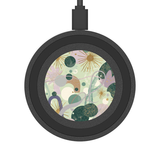 Dopamine Fun Abstract Floral Pattern Wireless Charging Pad | Pastel Botanical Design - You're My Kind of Weird