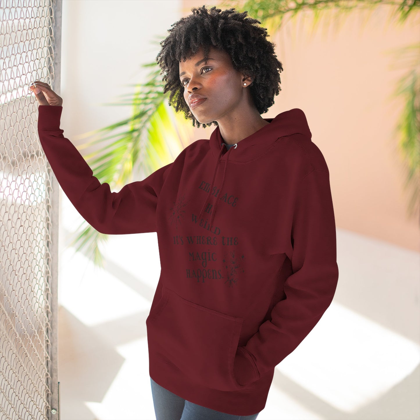Embrace the Weird Skewed Text Fleece Hoodie - You're My Kind of Weird Hoodie