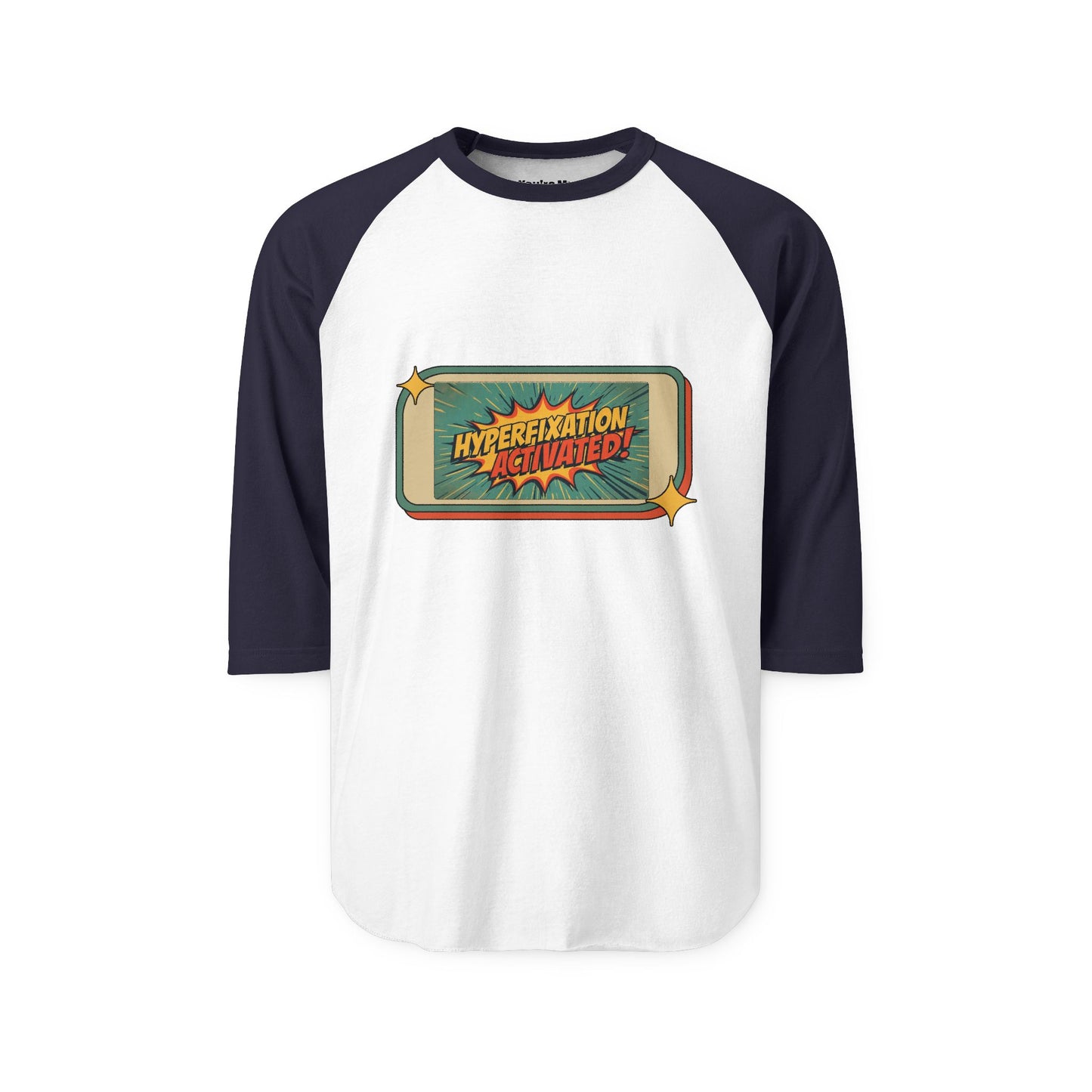 Unisex Three-Quarter Sleeve Raglan Shirt - Hyperfixation Elevated, Funny Gamer Tee, Gift for Nerds, Casual Wear, Birthday Celebration Tee