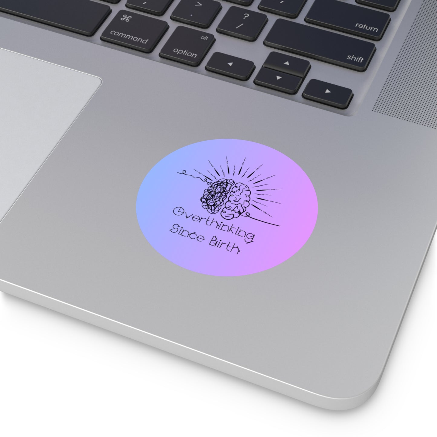Purple & Blue Overthinking Since Birth Stickers, Fun Brain Art, Whimsical Decals, Gift for Overthinkers, Psychology Lover Decor