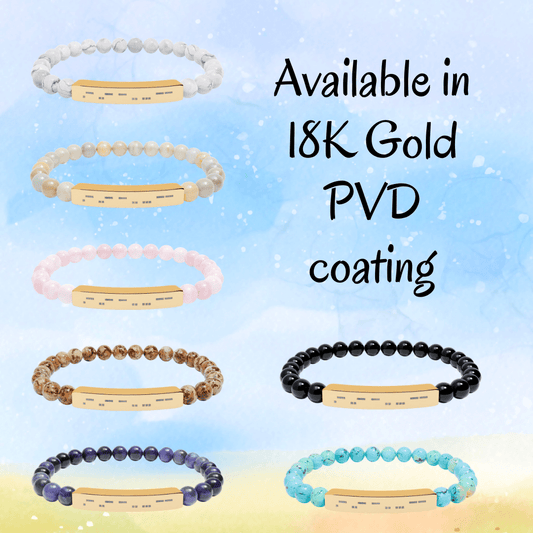 Autism Morse Code Bracelet | Minimalist Neurodiverse Jewelry | Natural Stone Beaded Bracelet - You're My Kind of Weird