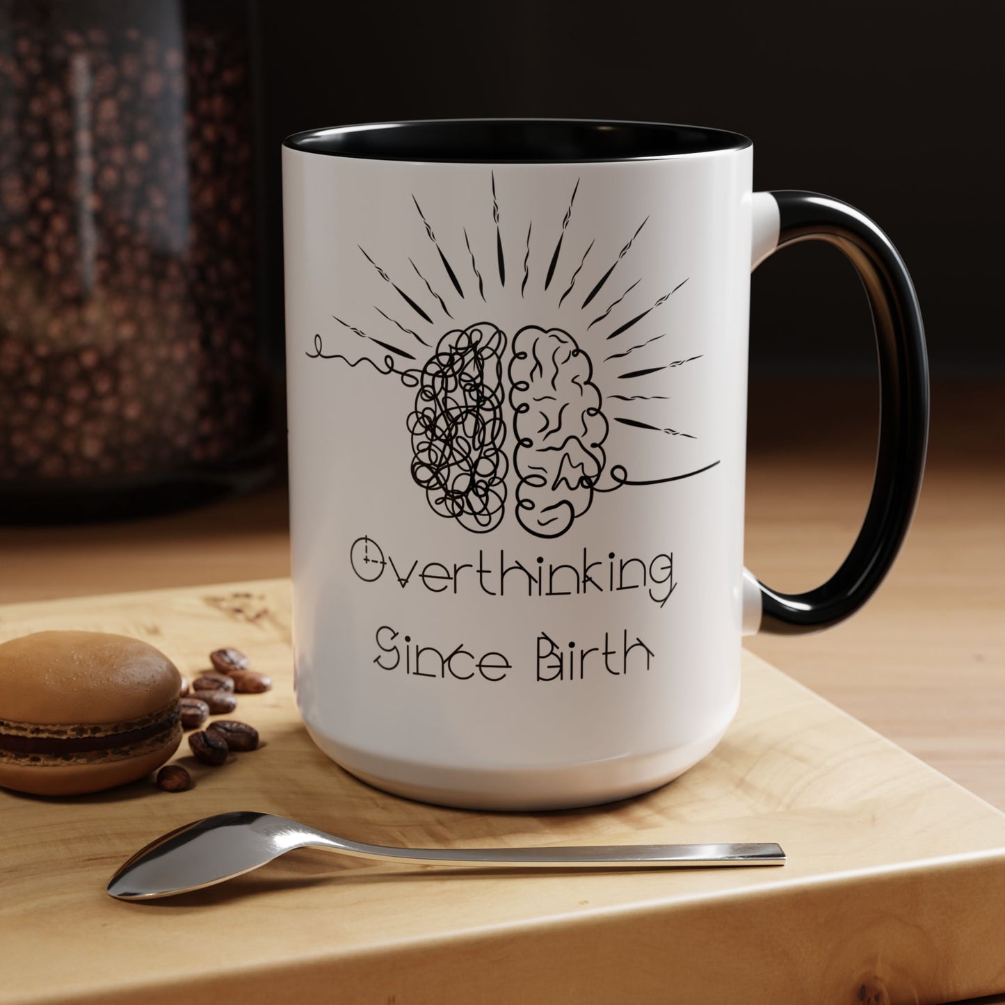 Overthinking Since Birth Coffee Mug | Fun Gift for Mental Health Awareness, Coffee Lover, Birthday Celebration, Quirky Humor, Self-Care