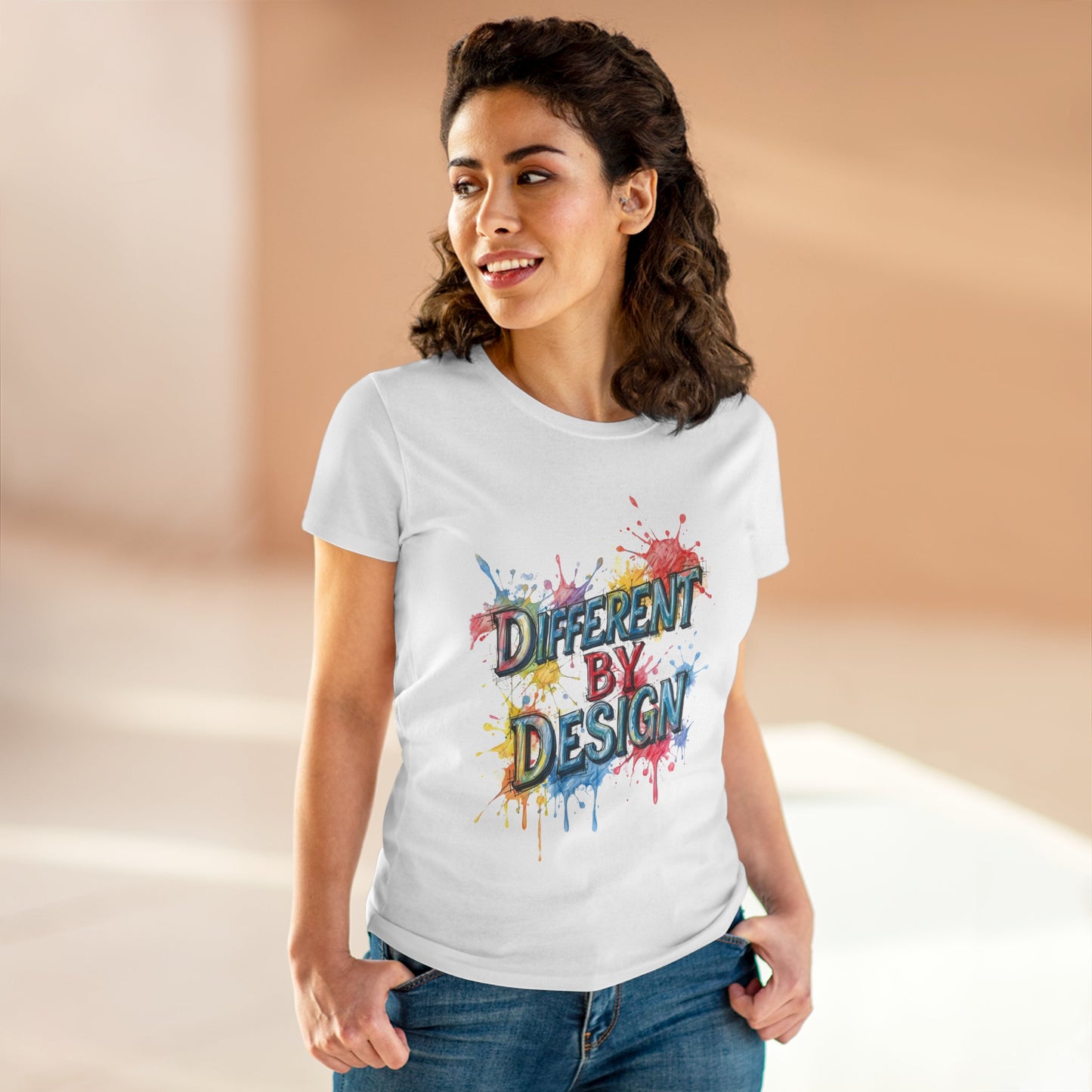Differently Designed Women's Cotton Tee, Casual T-Shirt for Creative Souls, Statement Tee, Gift for Art Lovers, Unique Style Top